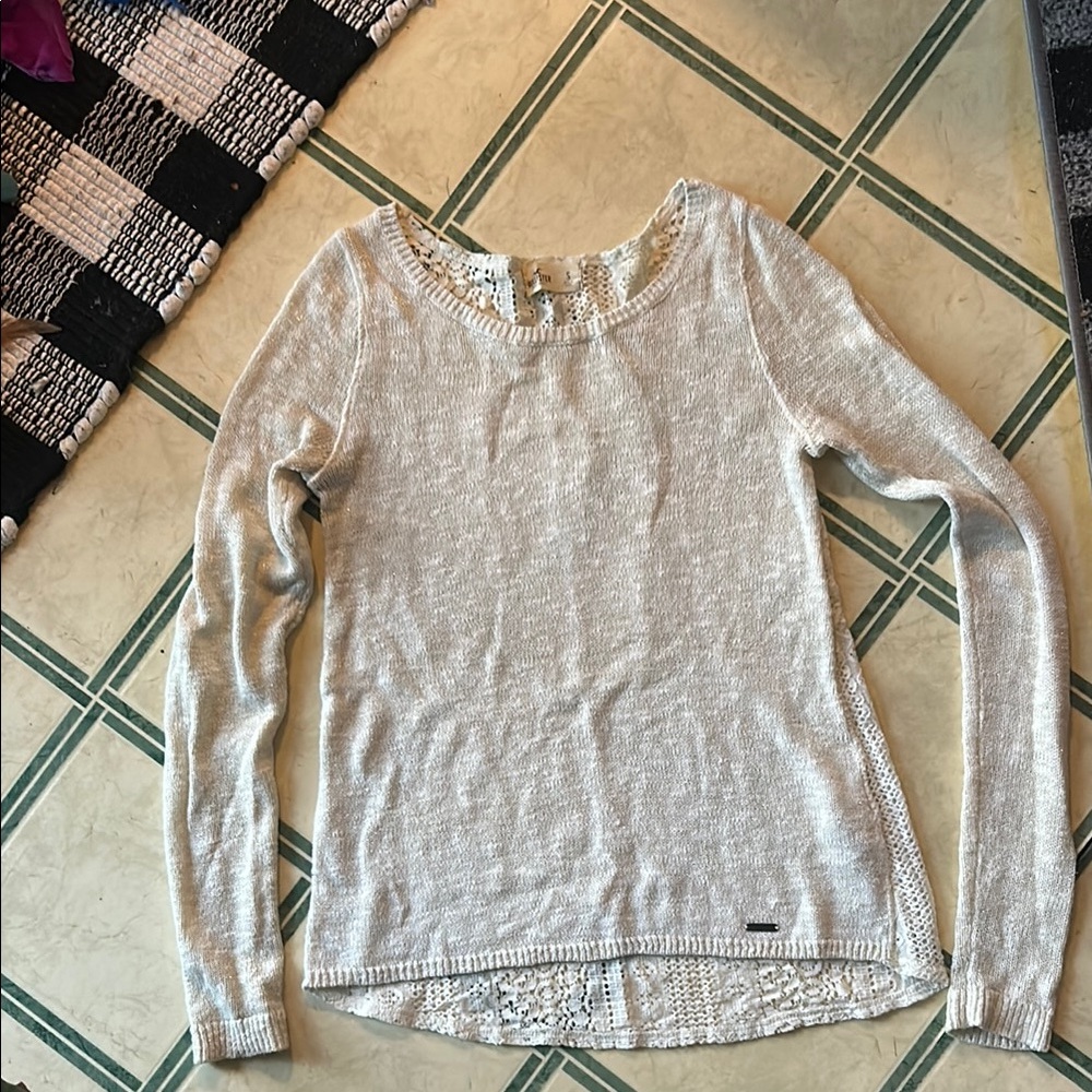 Hollister Cream Lace-Back Sweater